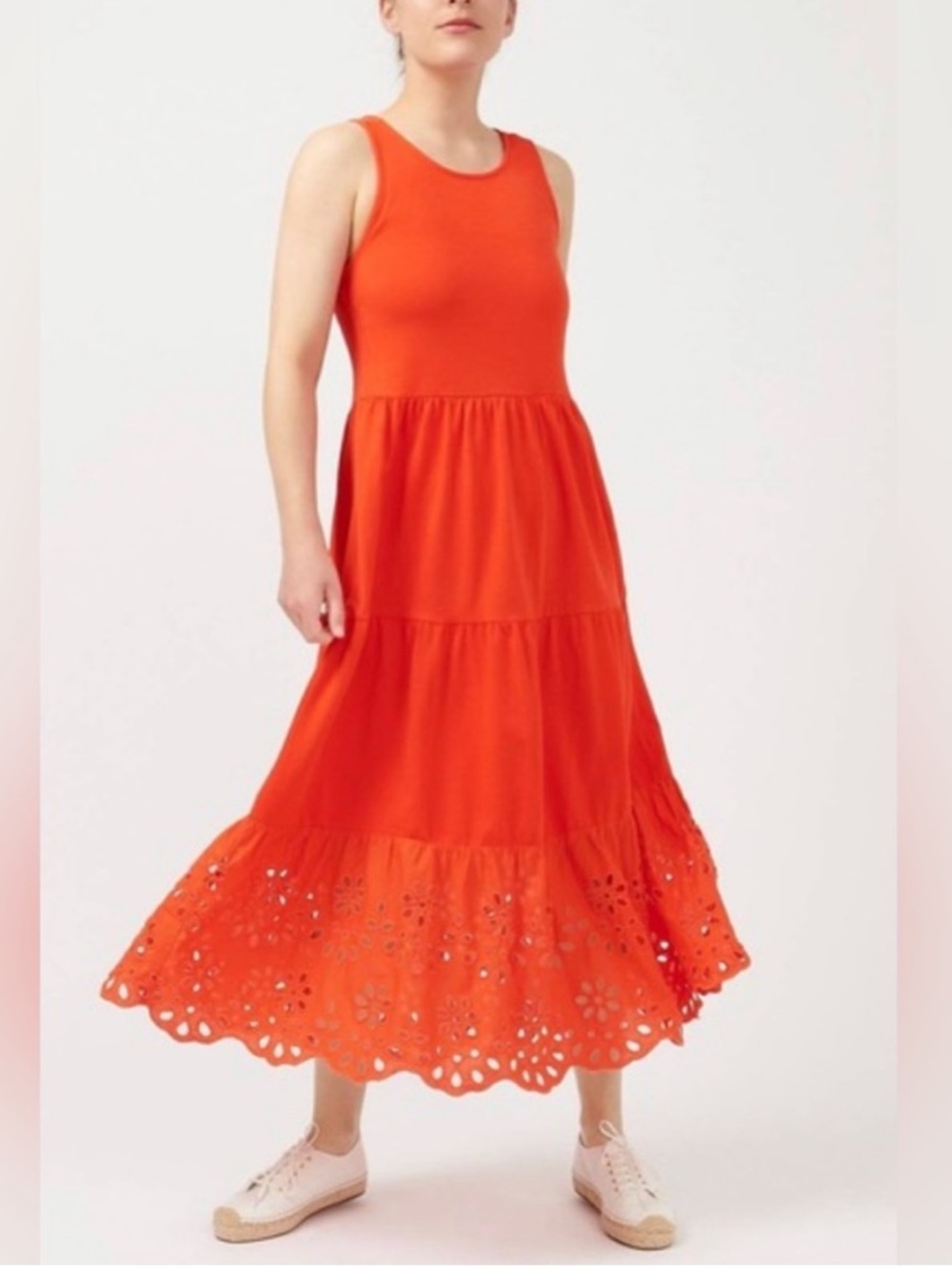 J. Crew Orange Eyelet Hem Crossback Dress Size XXL